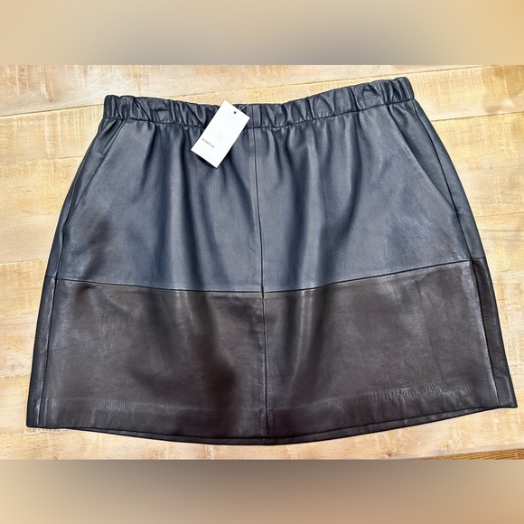 Vince lamb leather two toned color block mini skirt FIRM PRICE - Picture 3 of 16